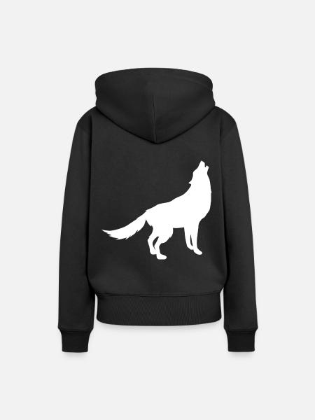 Wolf - Frauen Premium Bio Hoodie - Schwarz