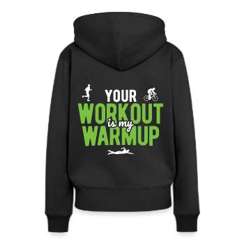 Laufen Schwimmen Radfahren Triathlon - Frauen Premium Bio Hoodie - Schwarz - Hinten - Julia (174cm)