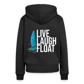 Segelboot Kapitän Spruch Zum Segeln - Frauen Premium Bio Hoodie - Schwarz - Hinten - Julia (174cm)