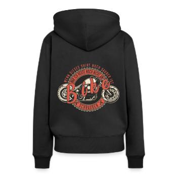 Wenn das noch sauber ist, war ich nicht am Bike. - Frauen Premium Bio Hoodie - Schwarz - Hinten - Julia (174cm)