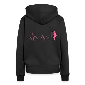 Joueur de tennis Heartbeat Cadeau de joueur de tennis - Sweat à capuche Premium bio Femme - noir - Dos - Julia (174cm)
