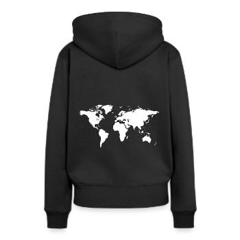 carte du monde - Sweat à capuche Premium bio Femme - noir - Dos - Julia (174cm)