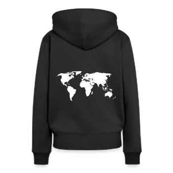 Weltkarte - Frauen Premium Bio Hoodie - Schwarz - Hinten - Julia (174cm)