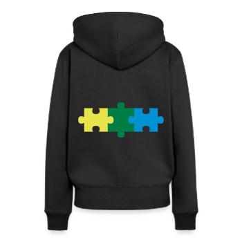 Puzzle - Frauen Premium Bio Hoodie - Schwarz - Hinten - Julia (174cm)