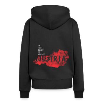 Autriche - Sweat à capuche Premium bio Femme - noir - Dos - Julia (174cm)