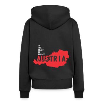 Autriche - Sweat à capuche Premium bio Femme - noir - Dos - Julia (174cm)