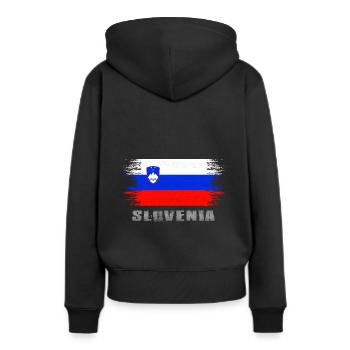 Slovénie - Sweat à capuche Premium bio Femme - noir - Dos - Julia (174cm)