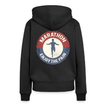 marathon - Sweat à capuche Premium bio Femme - noir - Dos - Julia (174cm)