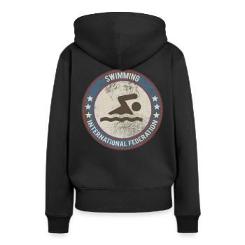 schwimmen - Frauen Premium Bio Hoodie - Schwarz - Hinten - Julia (174cm)