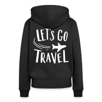 Voyage de voyage - Sweat à capuche Premium bio Femme - noir - Dos - Julia (174cm)