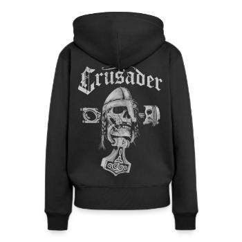 Crusader Viking Skull - Women’s Premium Organic Hoodie - black - Back - Julia (174cm)