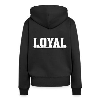 Idée cadeau fidèle - Sweat à capuche Premium bio Femme - noir - Dos - Julia (174cm)
