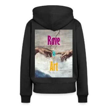 Rave is Art - Frauen Premium Bio Hoodie - Schwarz - Hinten - Julia (174cm)