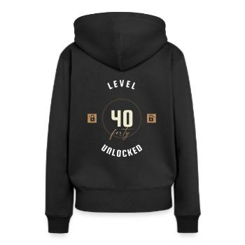 40. Geburtstag Level forty unlocked, Geschenk - Frauen Premium Bio Hoodie - Schwarz - Hinten - Julia (174cm)