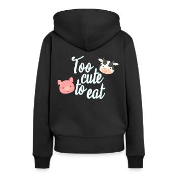 Vegan Vegetarier Spruch Vegetarisch Fleischlos - Frauen Premium Bio Hoodie - Schwarz - Hinten - Julia (174cm)