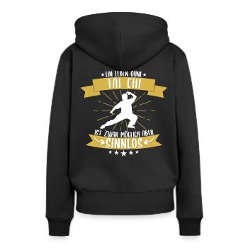 Taichi Taiji Tai Chi Kampfsport Sport Spruch Kampf - Frauen Premium Bio Hoodie - Schwarz - Hinten - Julia (174cm)
