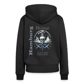 Heimat mein Hansestadt Hamburg Nordlicht - Frauen Premium Bio Hoodie - Schwarz - Hinten - Julia (174cm)