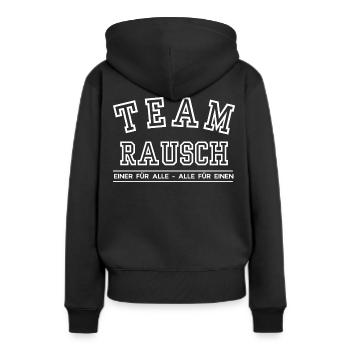 Team Rausch Familie Nachname Einer für Alle - Frauen Premium Bio Hoodie - Schwarz - Hinten - Julia (174cm)