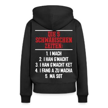 Die 5 Schwäbischen Zeiten - Frauen Premium Bio Hoodie - Schwarz - Hinten - Julia (174cm)