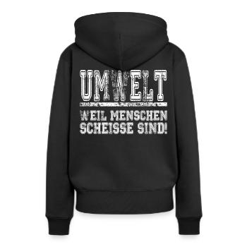 Umwelt - Frauen Premium Bio Hoodie - Schwarz - Hinten - Julia (174cm)