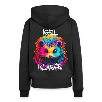 Graffiti Igelklasse Grundschule Klassentier - Frauen Premium Bio Hoodie - Schwarz - Hinten - Julia (174cm)