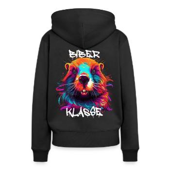 Graffiti Biberklasse Grundschule Klassentier Biber - Frauen Premium Bio Hoodie - Schwarz - Hinten - Julia (174cm)