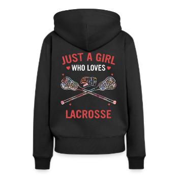 Lacrosse Sport Lacrosse Spieler - Frauen Premium Bio Hoodie - Schwarz - Hinten - Julia (174cm)