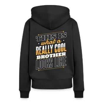 Frère Grand Frère Frère Famille - Sweat à capuche Premium bio Femme - noir - Dos - Julia (174cm)