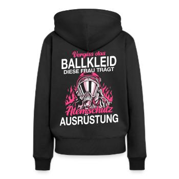 Feuerwehr Feuerwehrfrau - Frauen Premium Bio Hoodie - Schwarz - Hinten - Julia (174cm)