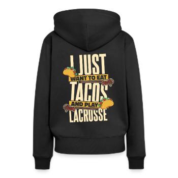 Lacrosse Sport Lacrosse Spieler - Frauen Premium Bio Hoodie - Schwarz - Hinten - Julia (174cm)