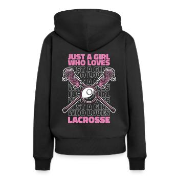 Lacrosse Sport Lacrosse Spieler - Frauen Premium Bio Hoodie - Schwarz - Hinten - Julia (174cm)
