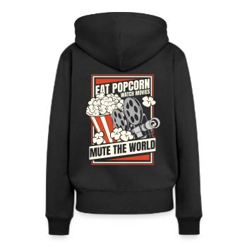 Popcorn Cinema Snack Soirée cinéma - Sweat à capuche Premium bio Femme - noir - Dos - Julia (174cm)