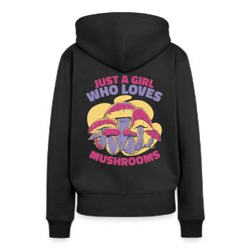 Champignons Champignons Champignon Champignon - Sweat à capuche Premium bio Femme - noir - Dos - Julia (174cm)