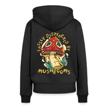 Champignons Champignons Champignon Champignon - Sweat à capuche Premium bio Femme - noir - Dos - Julia (174cm)