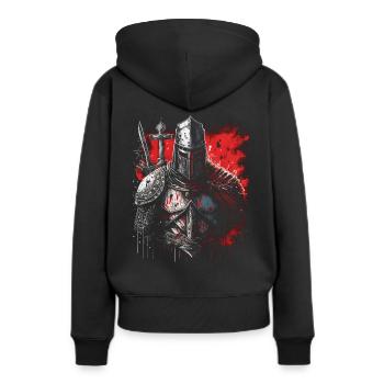 Deus Vult Kreuzritter Tempelritter Mittelalter - Frauen Premium Bio Hoodie - Schwarz - Hinten - Julia (174cm)