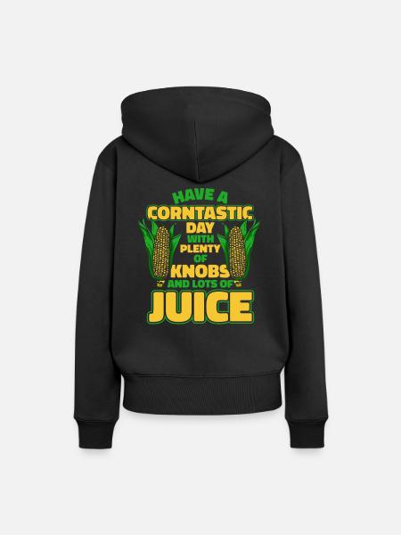 Mais Maiskolben Bauer - Frauen Premium Bio Hoodie - Schwarz