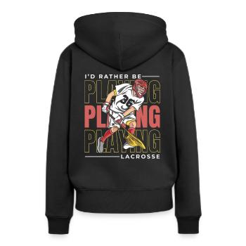 Lacrosse Sport Lacrosse Spieler - Frauen Premium Bio Hoodie - Schwarz - Hinten - Julia (174cm)