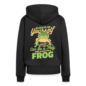 Crapaud grenouille - Sweat à capuche Premium bio Femme - noir - Dos - Julia (174cm)