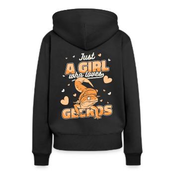 Lézard de Gecko Gecko - Sweat à capuche Premium bio Femme - noir - Dos - Julia (174cm)