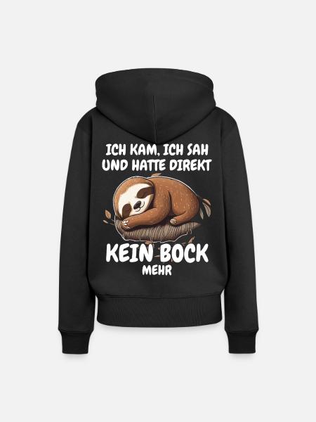Faultier Faultiere Tier Schlafen Faul - Frauen Premium Bio Hoodie - Schwarz