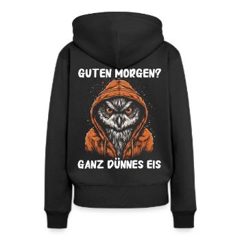 Nachteule Eule Eulen Vogel - Frauen Premium Bio Hoodie - Schwarz - Hinten - Julia (174cm)