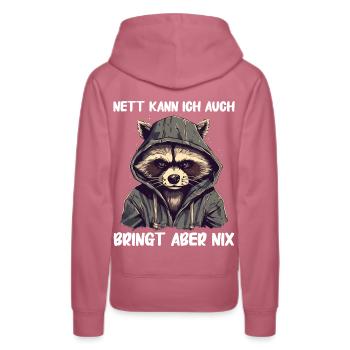 Waschbär Tier Barbados-Waschbär - Frauen Premium Bio Hoodie - Malve - Hinten - Isabella (175cm)