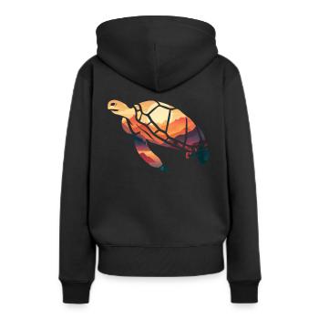 Tortue tortue tortue - Sweat à capuche Premium bio Femme - noir - Dos - Julia (174cm)