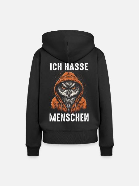 Nachteule Eule Eulen Vogel - Frauen Premium Bio Hoodie - Schwarz
