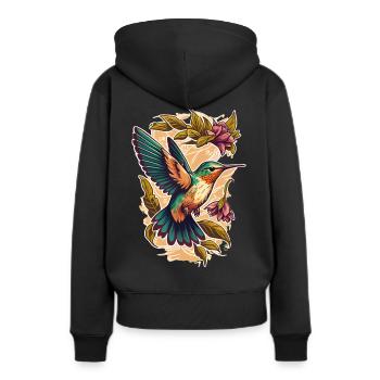 Colibri Colibri Colibri Oiseau Colibri Animal - Sweat à capuche Premium bio Femme - noir - Dos - Julia (174cm)