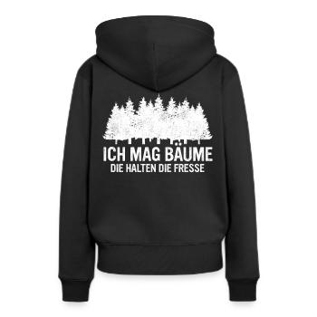Baum Wald Bäume Natur Lustiger Spruch - Frauen Premium Bio Hoodie - Schwarz - Hinten - Julia (174cm)