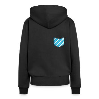 Freistaat Bayern Bayrisch - Frauen Premium Bio Hoodie - Schwarz - Hinten - Julia (174cm)