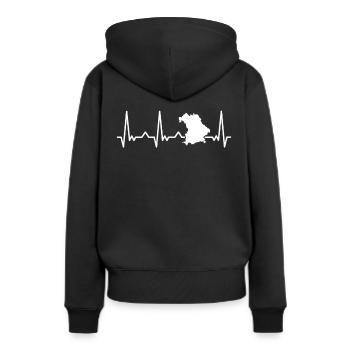 Freistaat Bayern Bayrisch - Frauen Premium Bio Hoodie - Schwarz - Hinten - Julia (174cm)
