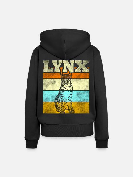 Luchs - Frauen Premium Bio Hoodie - Schwarz