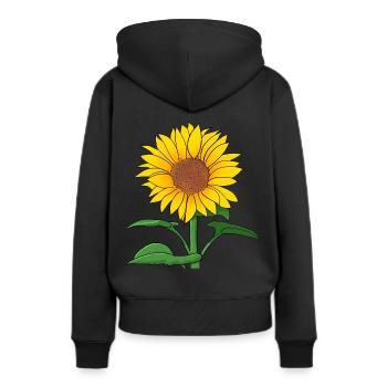 Sonnenblume - Frauen Premium Bio Hoodie - Schwarz - Hinten - Julia (174cm)